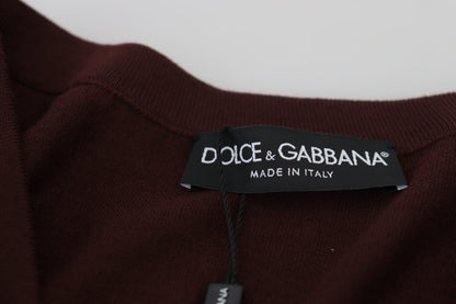 Cárdigan elegante de lana con cuello en V en color granate