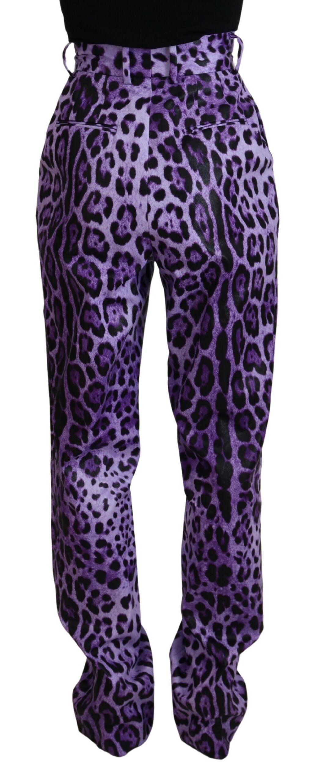 Pantalones rectos elegantes de cintura alta de color morado