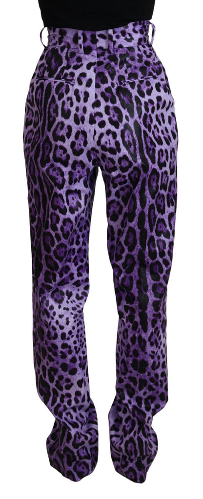 Pantalones rectos elegantes de cintura alta de color morado