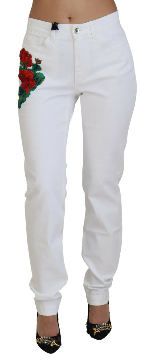 Vaqueros blancos elegantes de cintura media ajustados