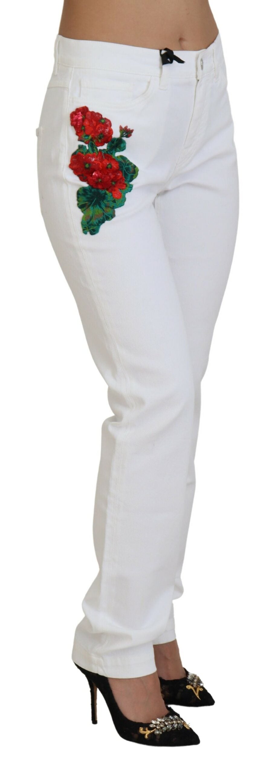 Vaqueros blancos elegantes de cintura media ajustados