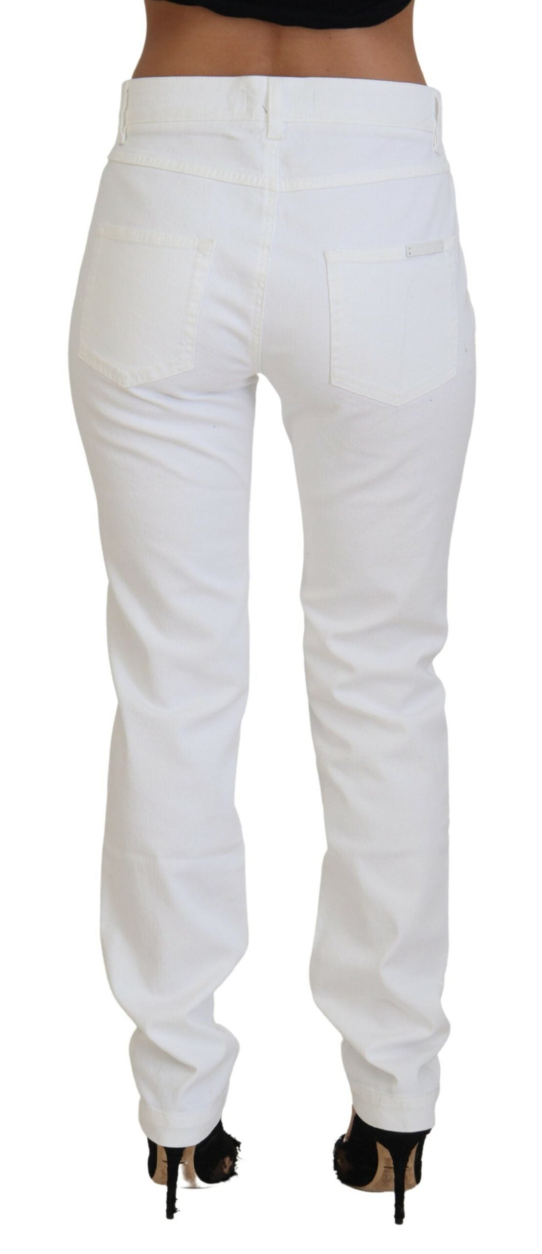 Vaqueros blancos elegantes de cintura media ajustados