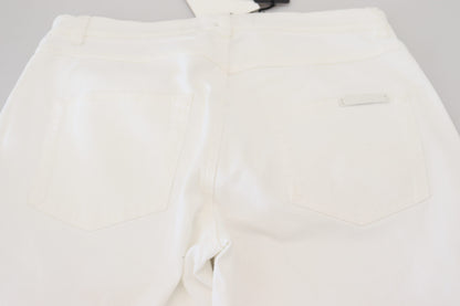 Vaqueros blancos elegantes de cintura media ajustados