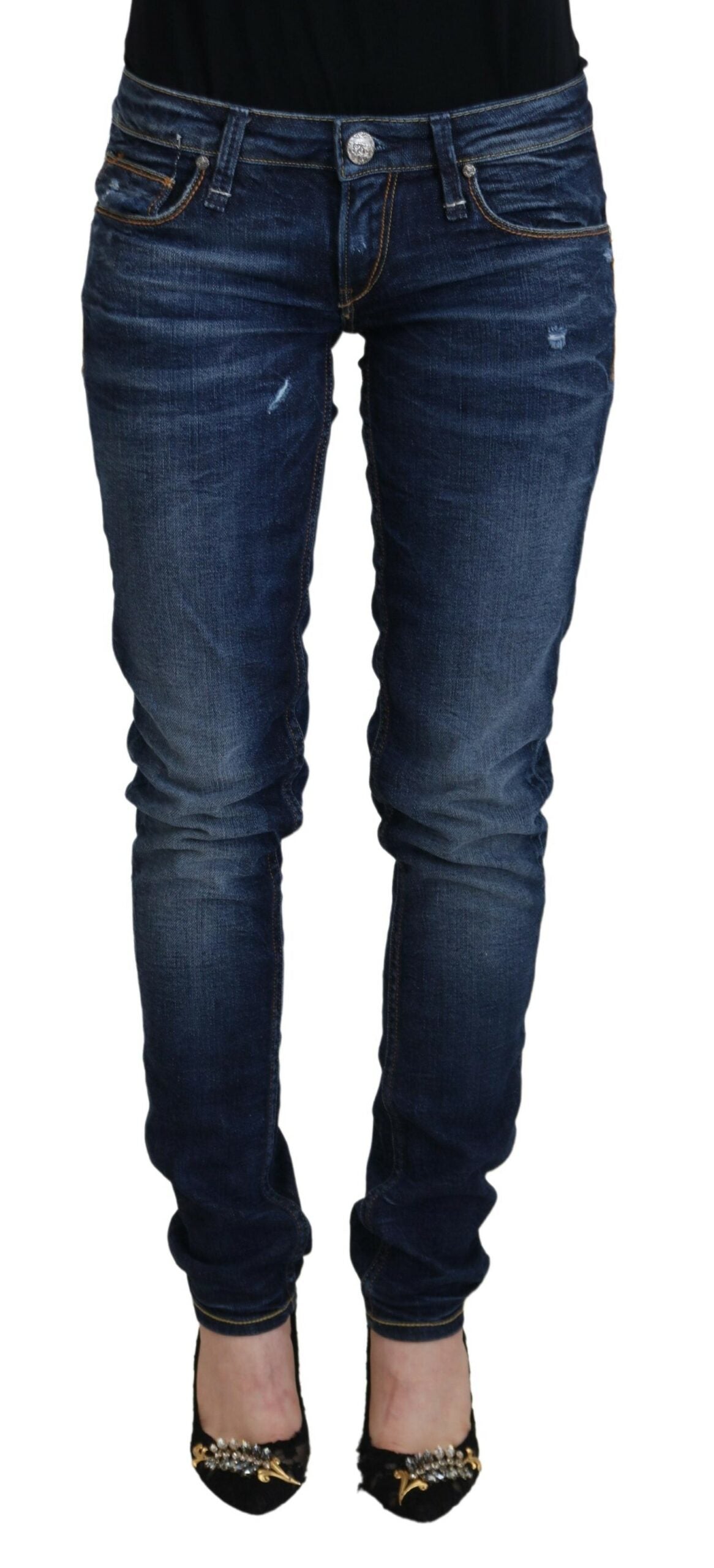 Vaqueros ajustados de diseño con cintura baja y estilo chic
