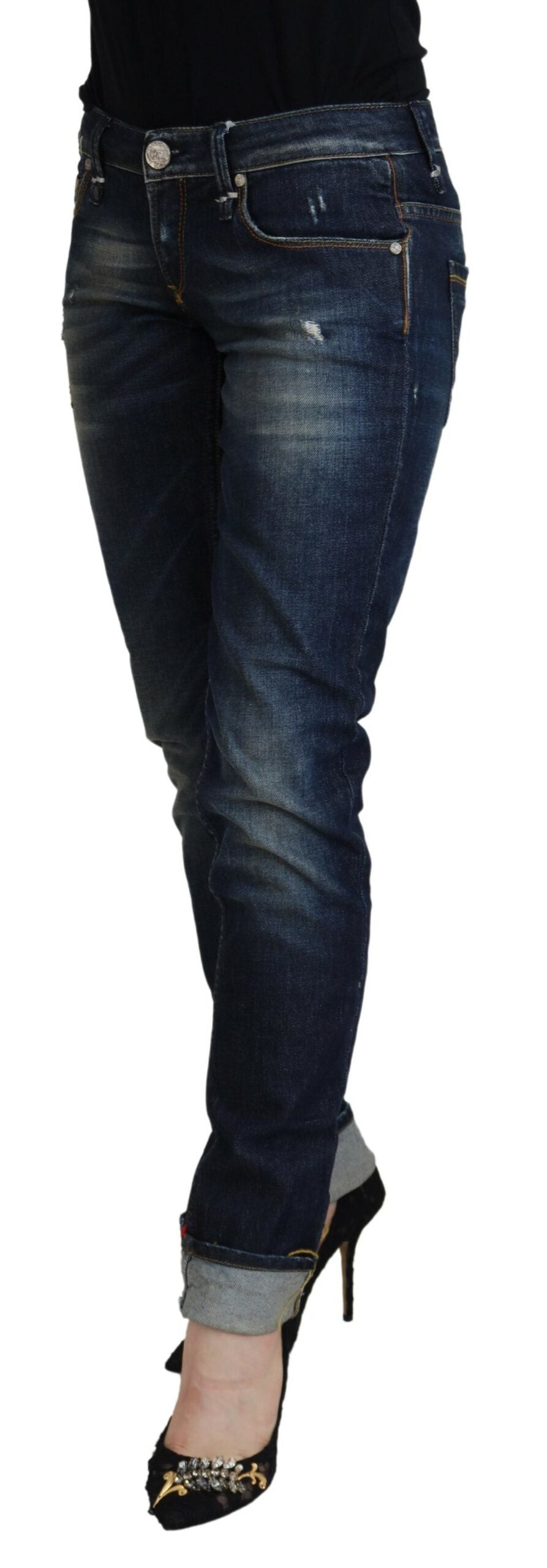 Pantalones vaqueros elegantes de cintura baja y corte entallado