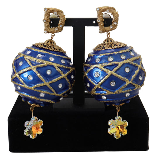 Elegantes pendientes colgantes de bola navideña de cristal
