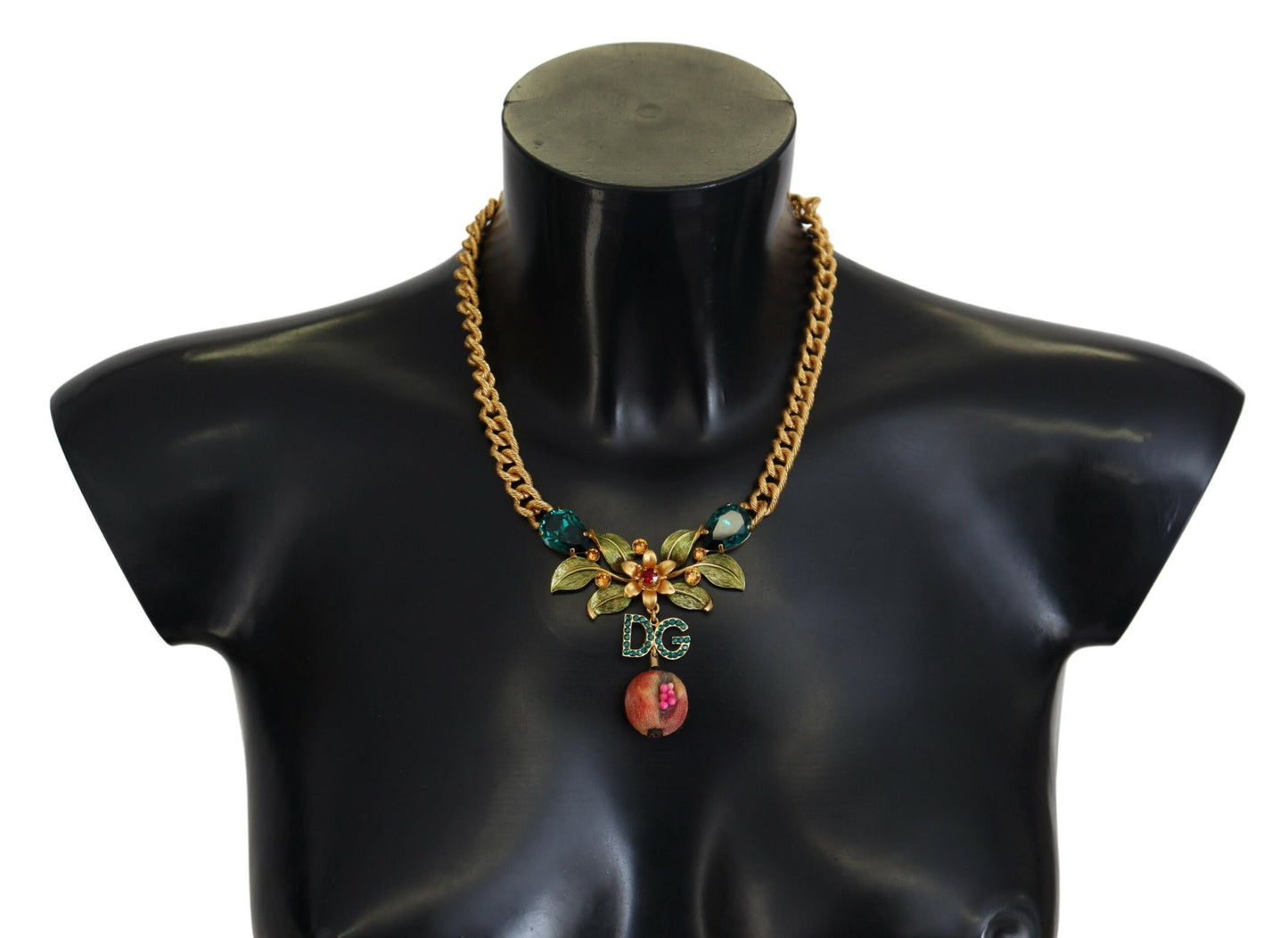 Elegante collar floral de frutas en tono dorado