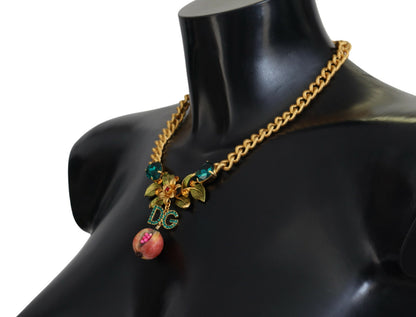Elegante collar floral de frutas en tono dorado