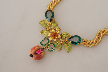 Elegante collar floral de frutas en tono dorado