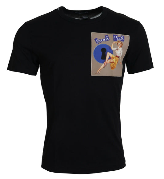 Camiseta de algodón negra elegante para el hombre moderno
