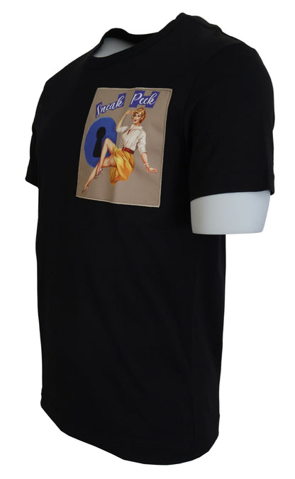 Camiseta de algodón negra elegante para el hombre moderno