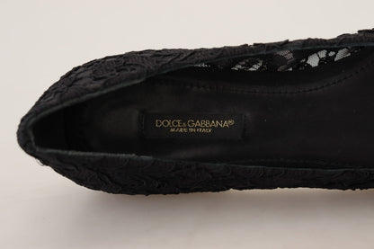 Black Taormina Lace Crystals Flats Shoes