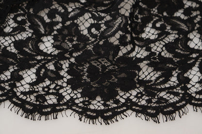 Elegante vestido recto de encaje floral negro