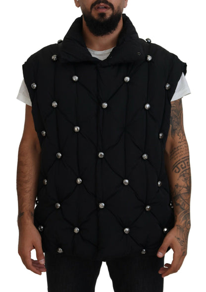 Elegante chaqueta chaleco negra sin mangas
