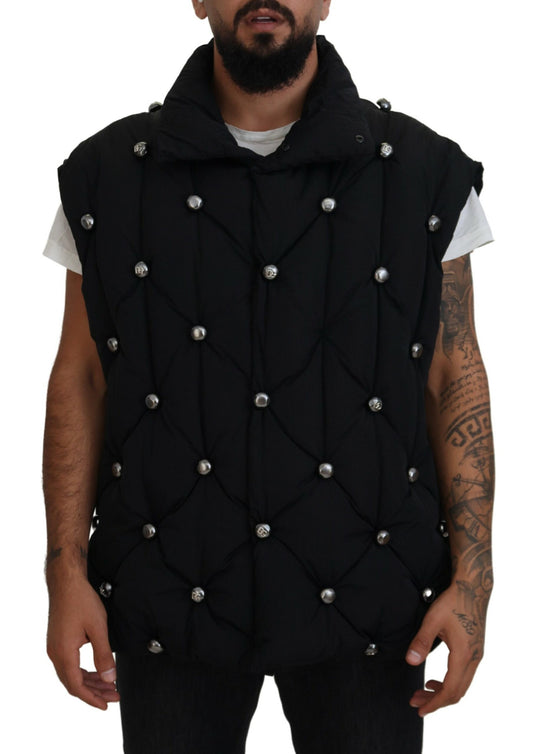 Elegante chaqueta chaleco negra sin mangas