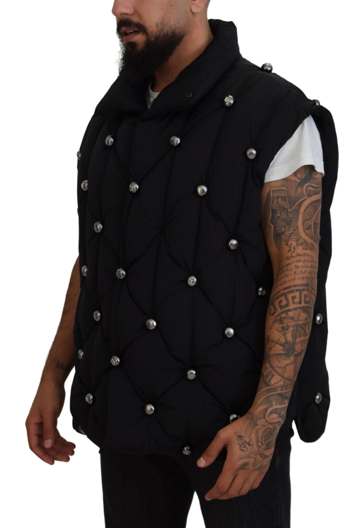 Elegante chaqueta chaleco negra sin mangas