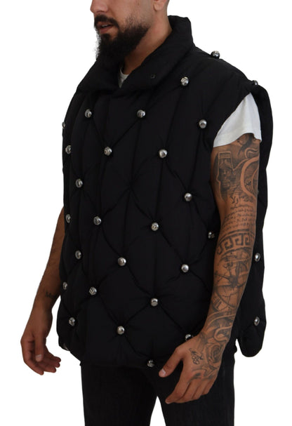 Elegante chaqueta chaleco negra sin mangas