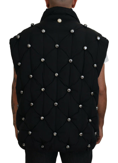 Elegante chaqueta chaleco negra sin mangas
