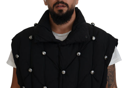 Elegante chaqueta chaleco negra sin mangas