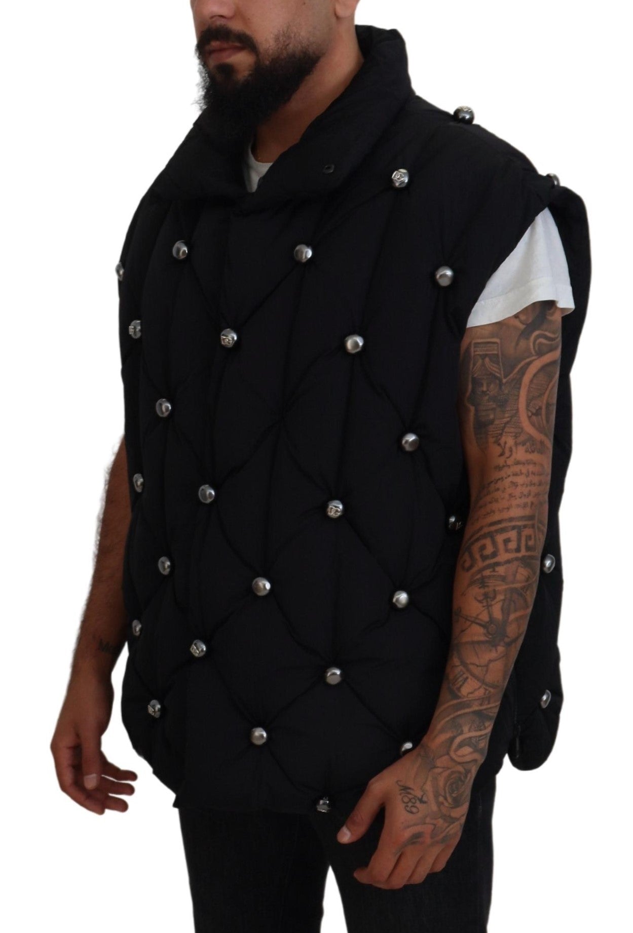 Elegante chaqueta chaleco negra sin mangas