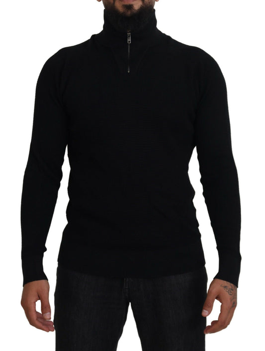 Suéter negro elegante de mezcla de seda