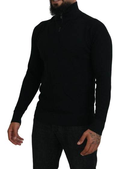 Suéter negro elegante de mezcla de seda