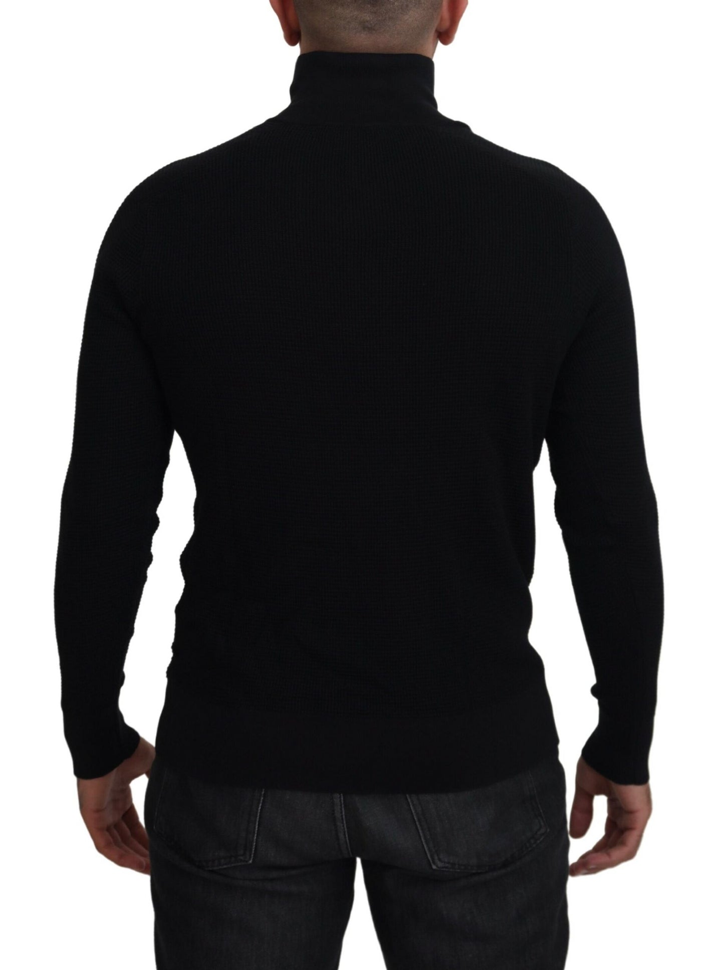 Suéter negro elegante de mezcla de seda