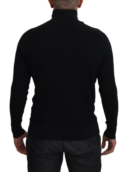 Suéter negro elegante de mezcla de seda