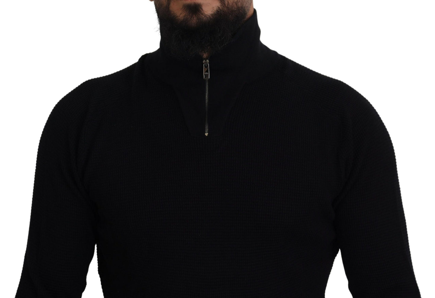 Suéter negro elegante de mezcla de seda