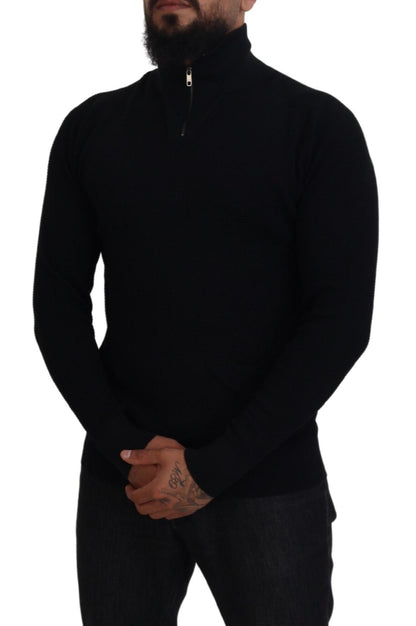 Suéter negro elegante de mezcla de seda