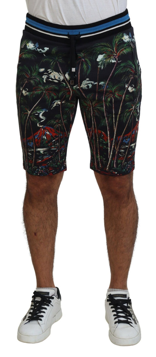 Shorts casuales hasta la rodilla con estampado de volcán