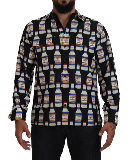 Camisa elegante de seda casual de manga larga