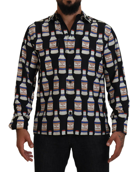 Camisa elegante de seda casual de manga larga