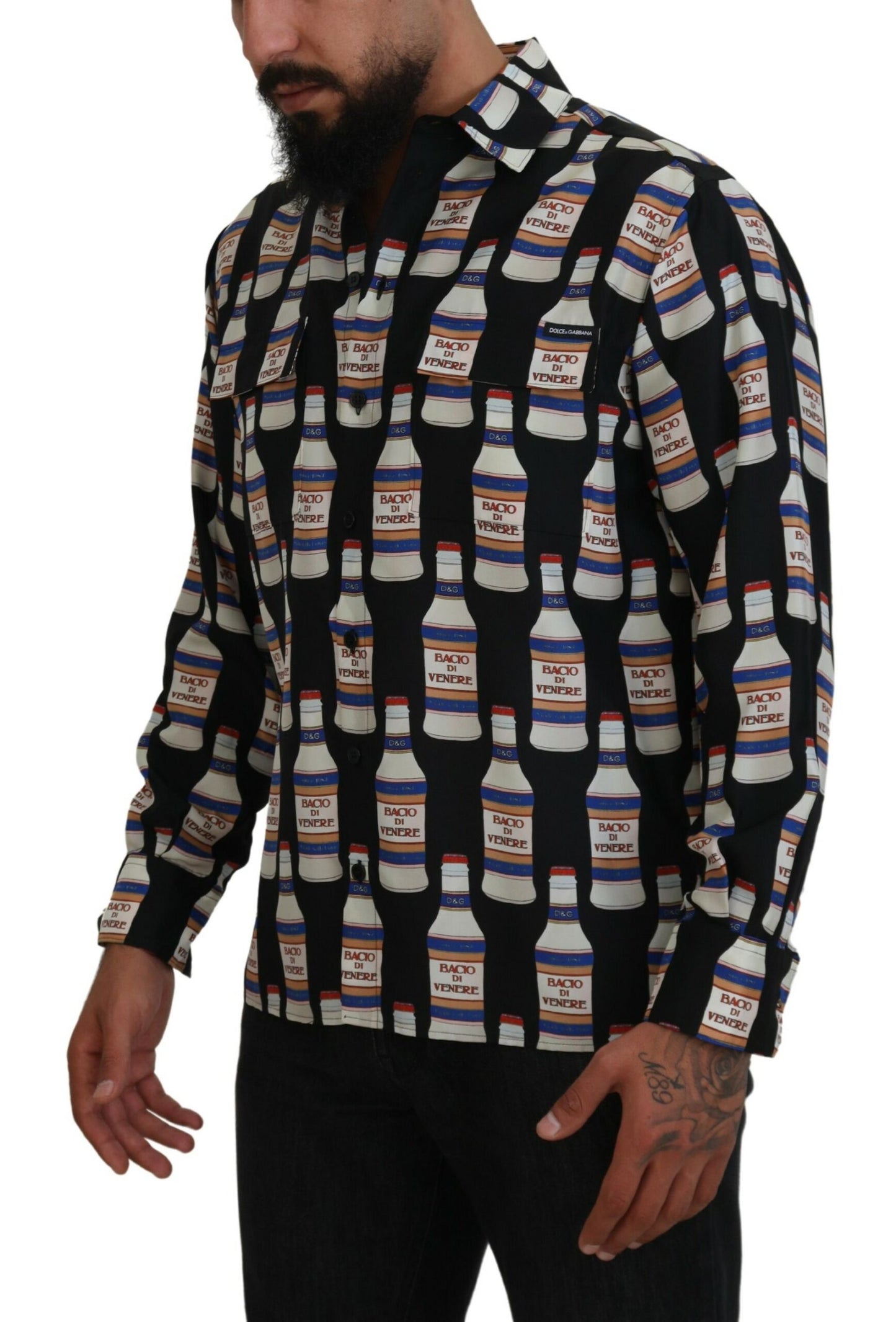 Camisa elegante de seda casual de manga larga