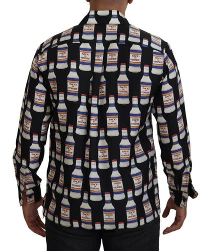 Camisa elegante de seda casual de manga larga