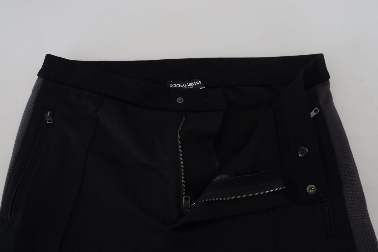 Elegantes pantalones deportivos negros de mezcla de lana de lujo