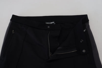 Elegantes pantalones deportivos negros de mezcla de lana de lujo