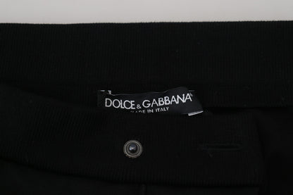 Elegantes pantalones deportivos negros de mezcla de lana de lujo