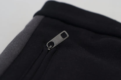 Elegantes pantalones deportivos negros de mezcla de lana de lujo