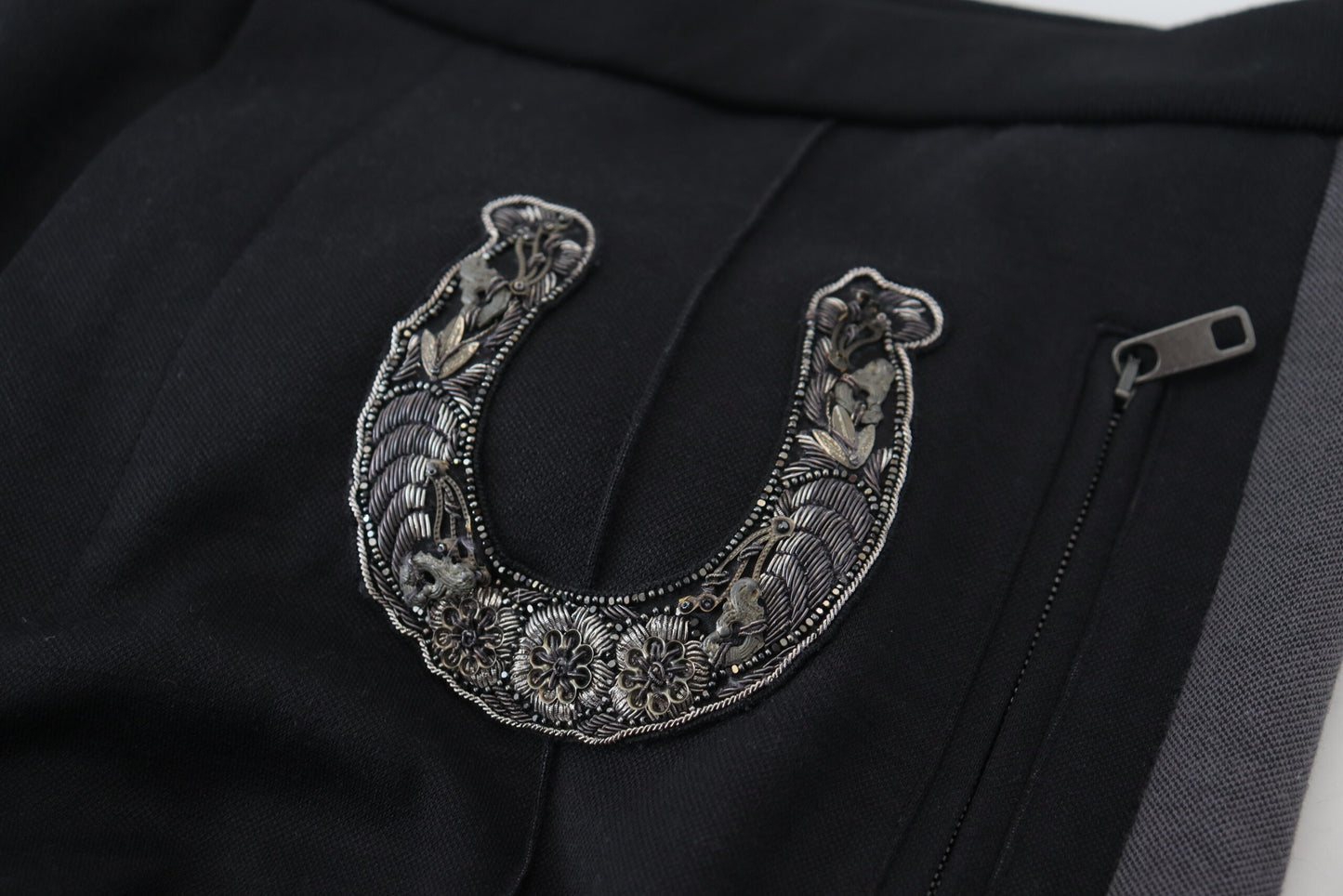 Elegantes pantalones deportivos negros de mezcla de lana de lujo