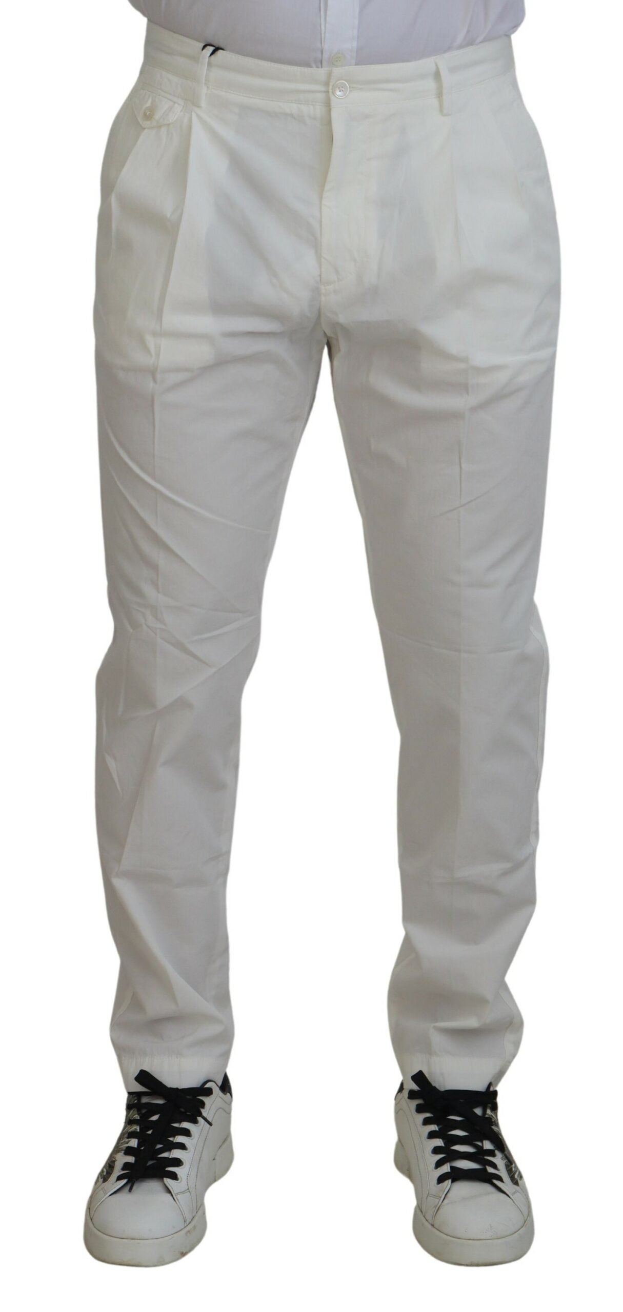 Elegantes pantalones chinos de algodón blanco