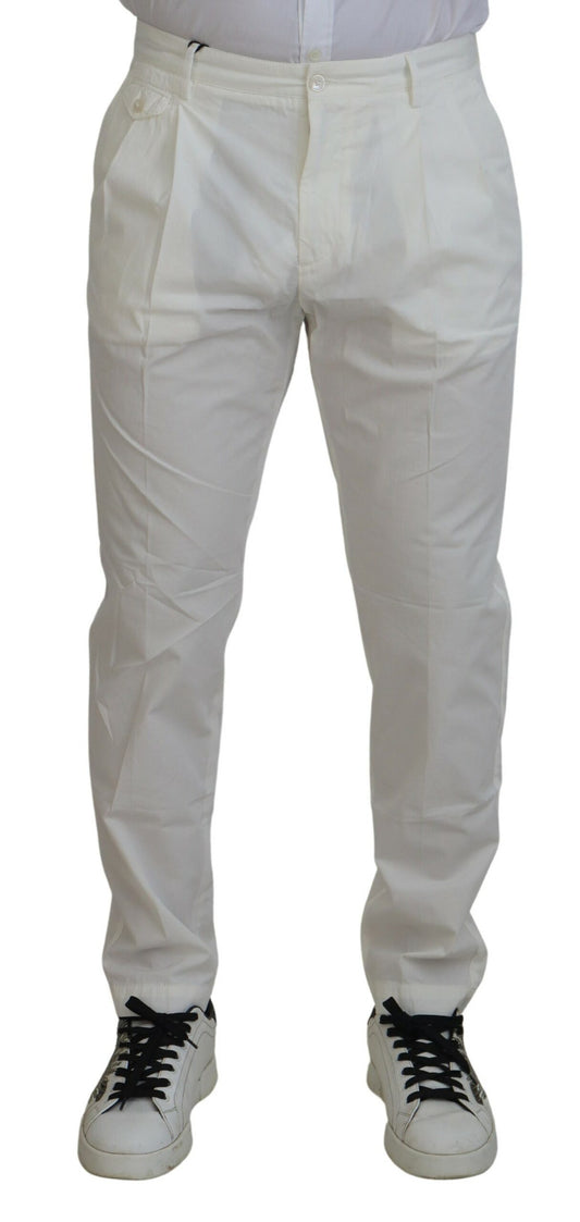 Elegantes pantalones chinos de algodón blanco