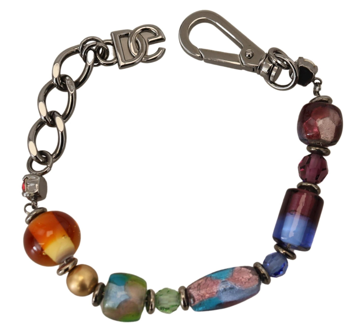 Pulsera de cadena de plata con cuentas multicolor