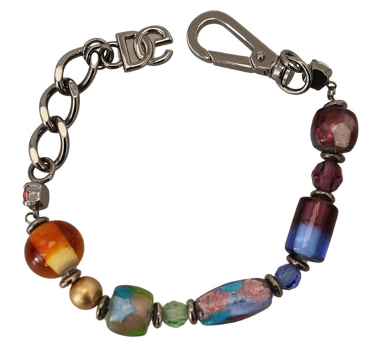 Pulsera de cadena de plata con cuentas multicolor