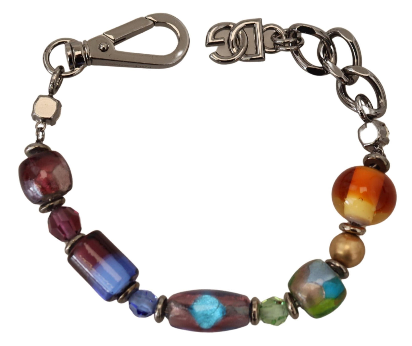 Pulsera de cadena de plata con cuentas multicolor