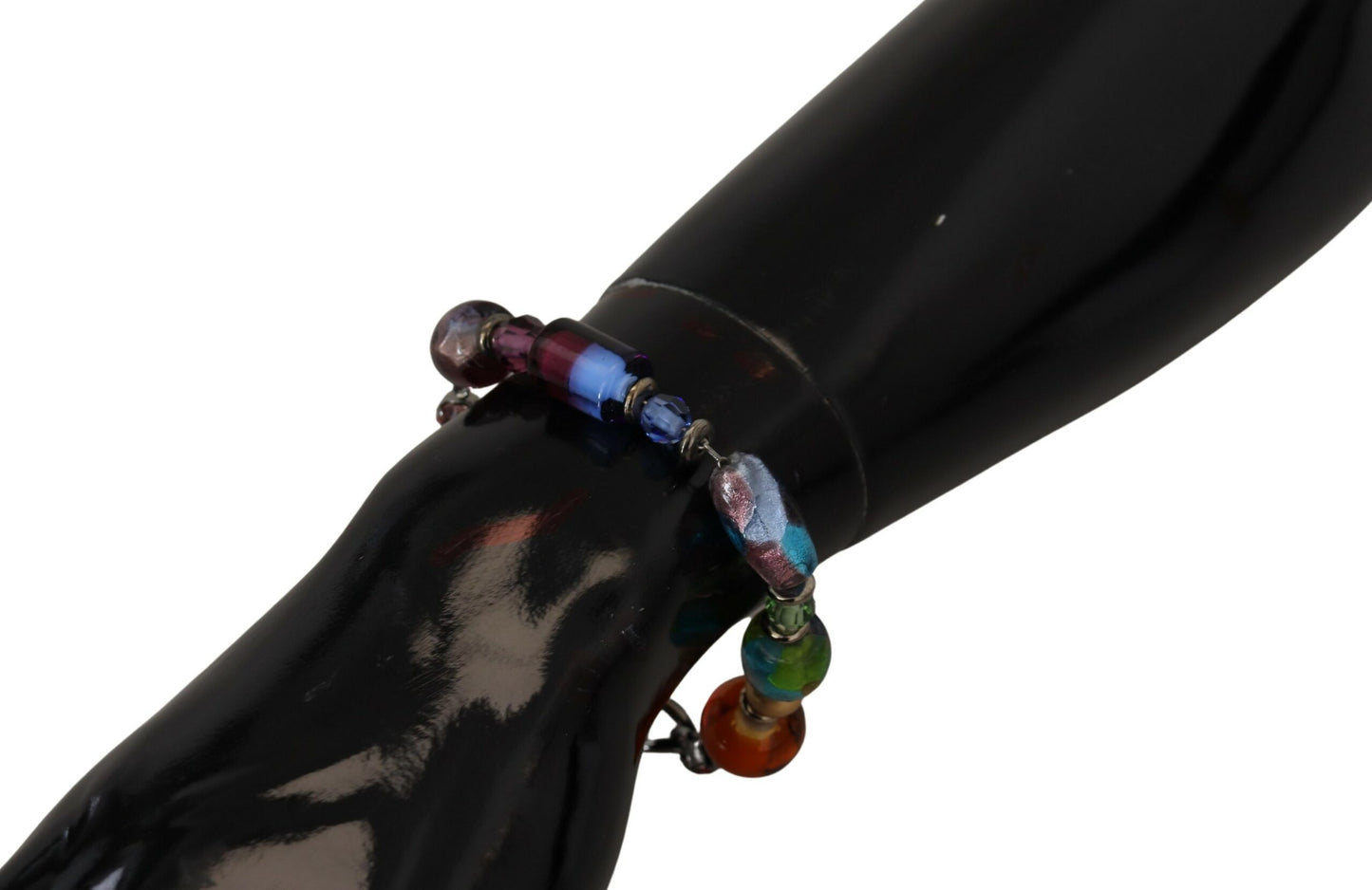 Pulsera de cadena de plata con cuentas multicolor