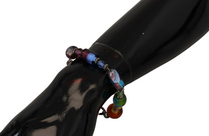 Pulsera de cadena de plata con cuentas multicolor