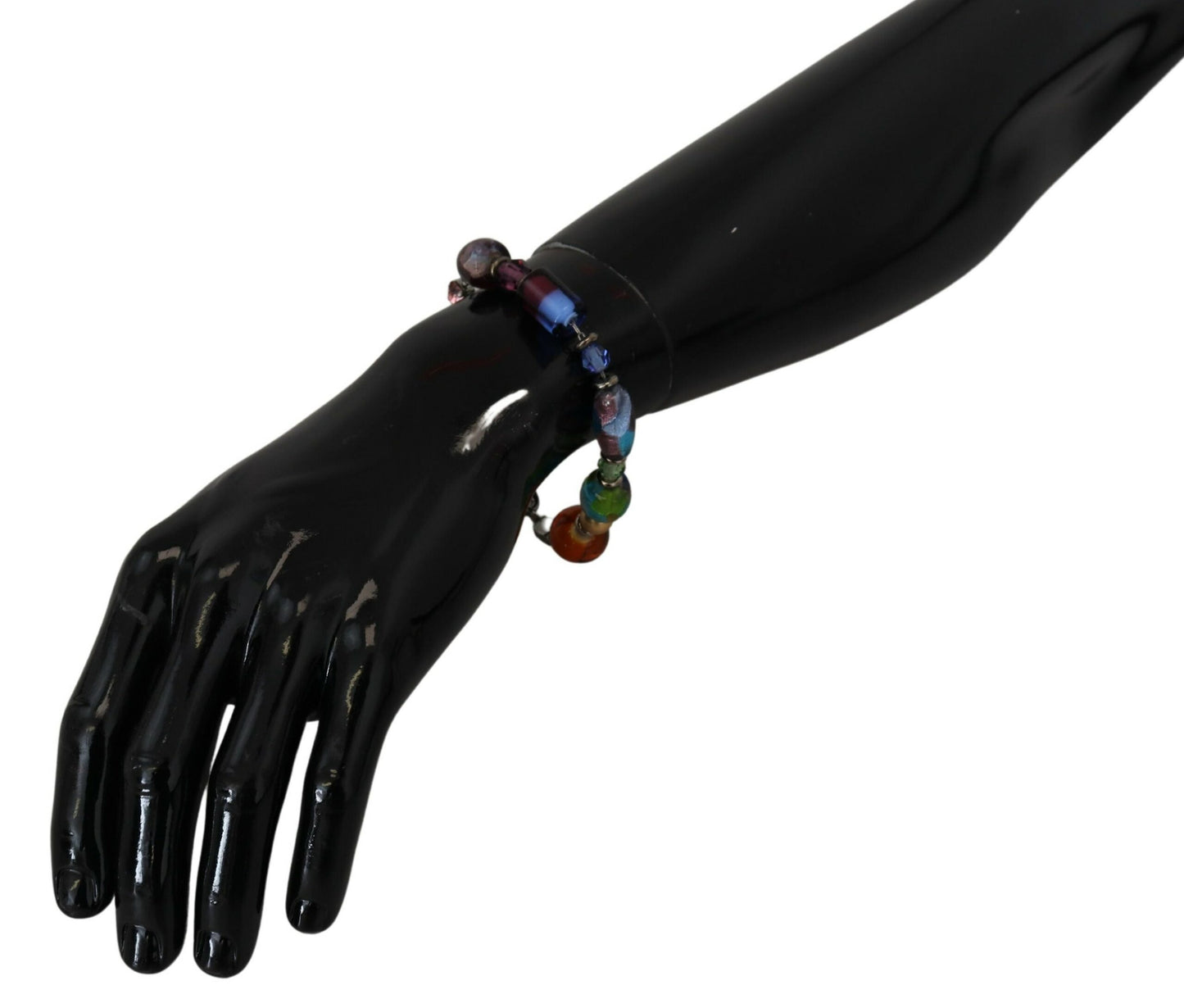 Pulsera de cadena de plata con cuentas multicolor