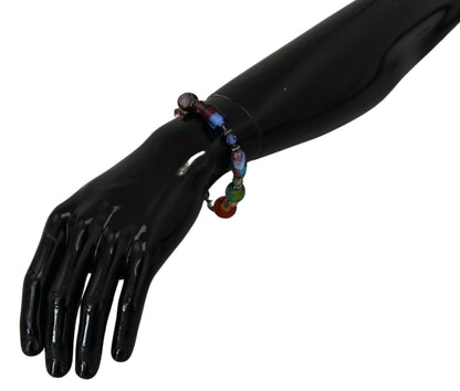 Pulsera de cadena de plata con cuentas multicolor