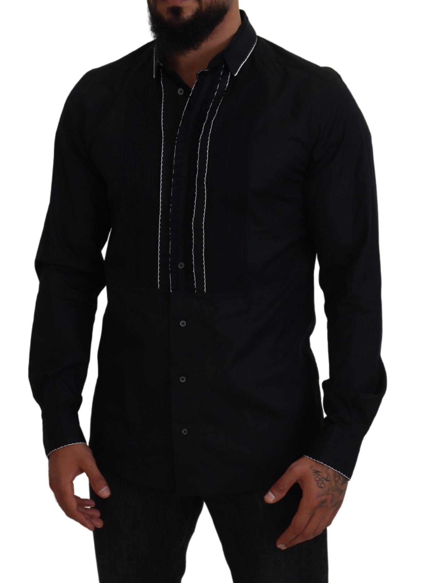 Camisa de vestir elegante de esmoquin de corte entallado